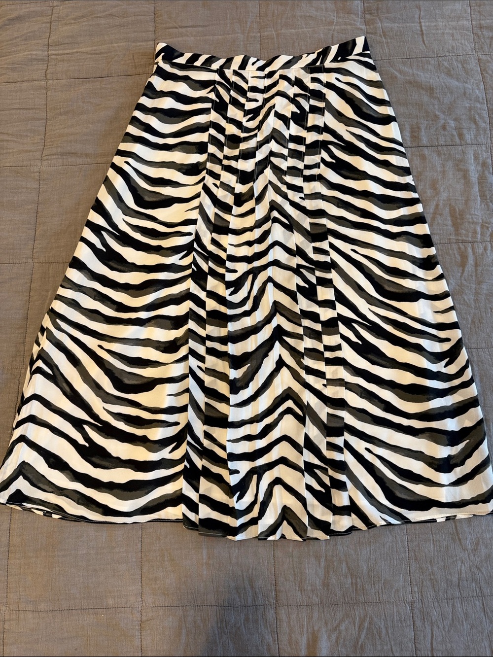 Banana Republic Black & White Zebra Print A-Line Midi Skirt